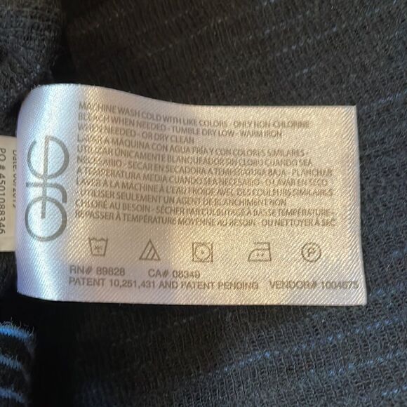 Vintage America Black Blue Striped Long Sleeve Shirt Size M - Picture 4 of 5